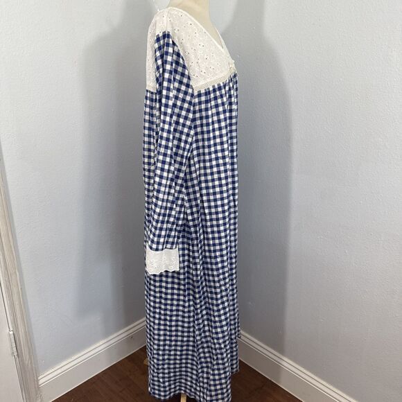 Redtag Maxi Dress Womens 14 Eyelet Gingham Granny Cottagecore‎ 90s - Picture 4 of 10